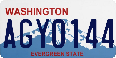 WA license plate AGY0144