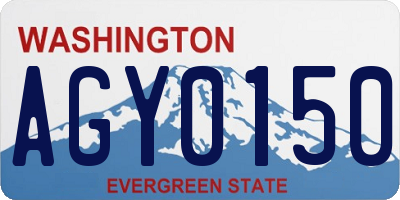 WA license plate AGY0150