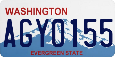 WA license plate AGY0155