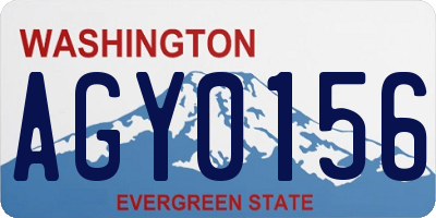 WA license plate AGY0156