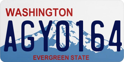 WA license plate AGY0164