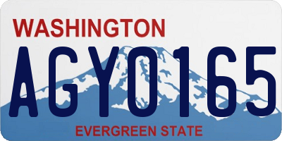 WA license plate AGY0165