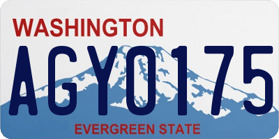 WA license plate AGY0175