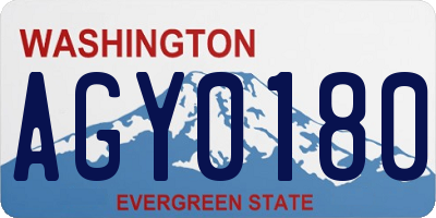 WA license plate AGY0180