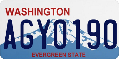 WA license plate AGY0190