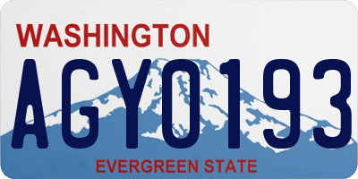 WA license plate AGY0193