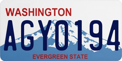 WA license plate AGY0194