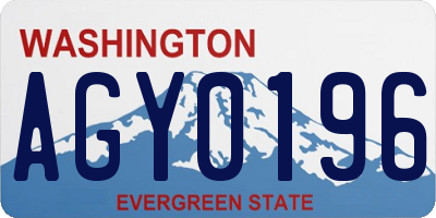 WA license plate AGY0196