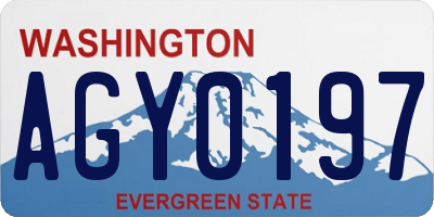 WA license plate AGY0197
