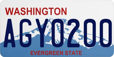 WA license plate AGY0200