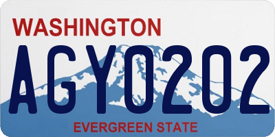 WA license plate AGY0202