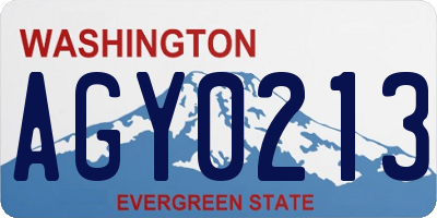 WA license plate AGY0213