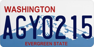 WA license plate AGY0215