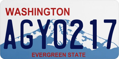 WA license plate AGY0217