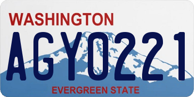 WA license plate AGY0221
