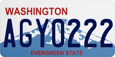 WA license plate AGY0222