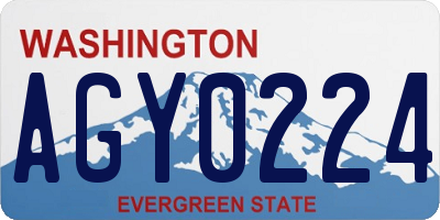WA license plate AGY0224