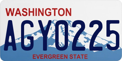 WA license plate AGY0225