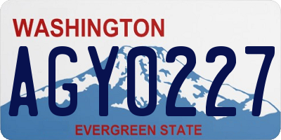 WA license plate AGY0227