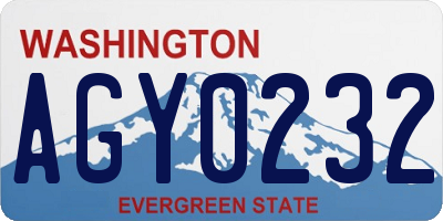 WA license plate AGY0232