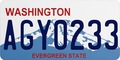 WA license plate AGY0233