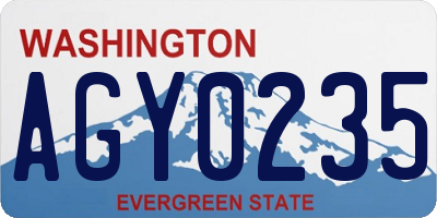 WA license plate AGY0235