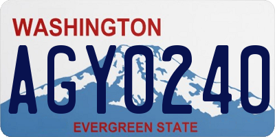 WA license plate AGY0240