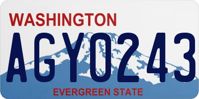 WA license plate AGY0243