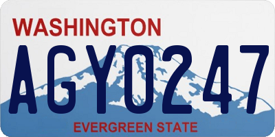 WA license plate AGY0247