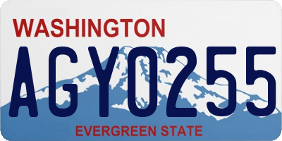 WA license plate AGY0255