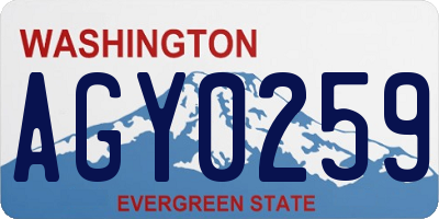 WA license plate AGY0259