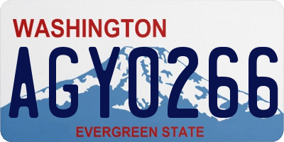 WA license plate AGY0266