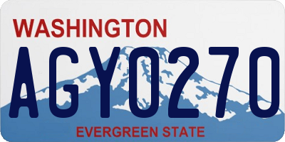 WA license plate AGY0270
