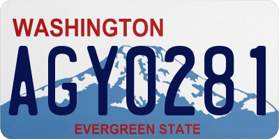 WA license plate AGY0281