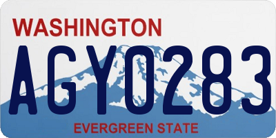 WA license plate AGY0283