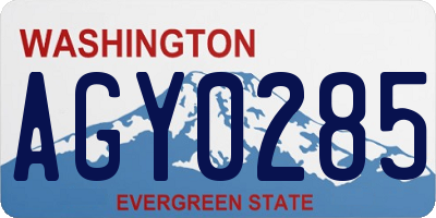 WA license plate AGY0285