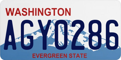 WA license plate AGY0286