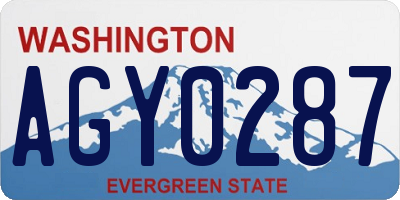 WA license plate AGY0287