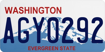 WA license plate AGY0292