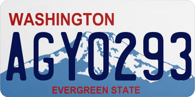 WA license plate AGY0293