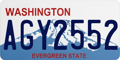 WA license plate AGY2552