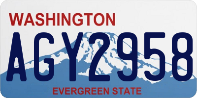 WA license plate AGY2958