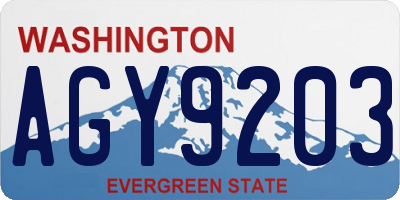 WA license plate AGY9203