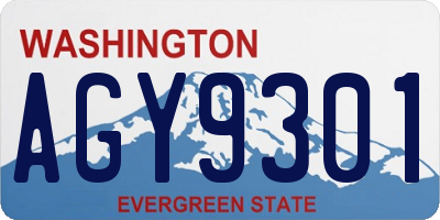 WA license plate AGY9301