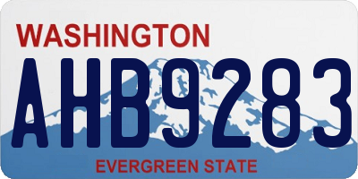 WA license plate AHB9283
