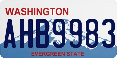 WA license plate AHB9983