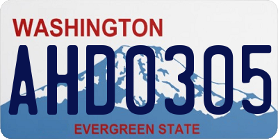 WA license plate AHD0305