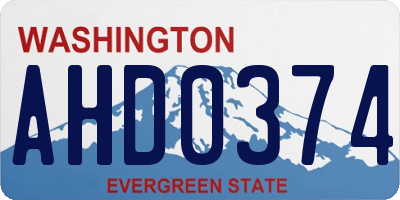 WA license plate AHD0374