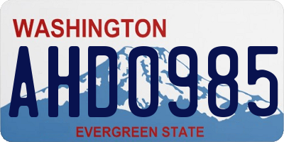 WA license plate AHD0985
