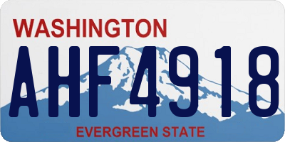 WA license plate AHF4918
